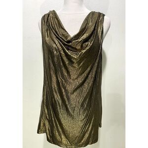 Chico's top sparkle blouse VTG Y2K gold grunge night out  cowl neck women L